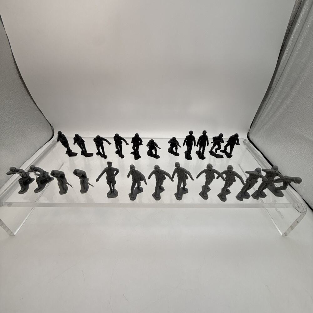 Lot Of 24 Helm Toy Hong Kong Vintage Black & Gray Army Men